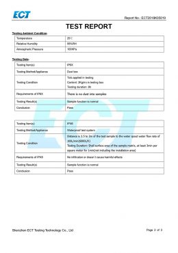 EK IP66 TEST Certifikat